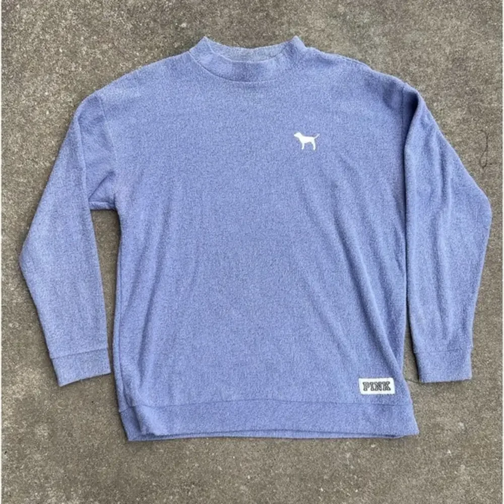 Victorias Secret‎ Pink Turtleneck Size Medium Blue Pullover Terry Cloth Sweater